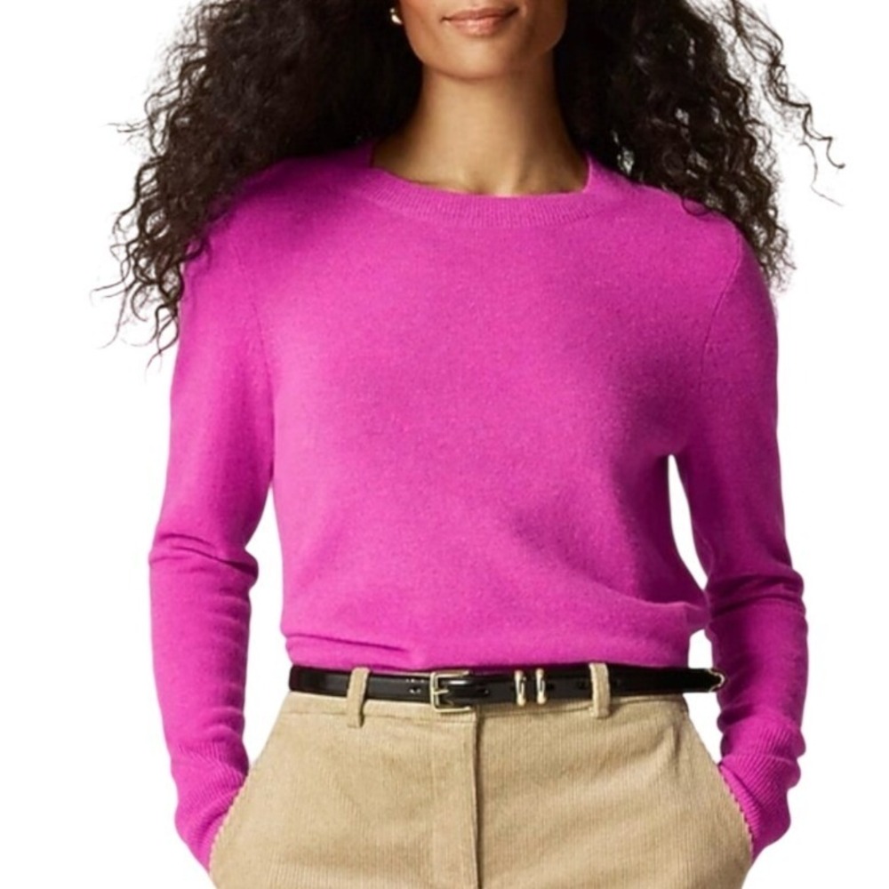 J.Crew Womens XS 100% Cashmere Crewneck Sweater Berry Long Sleeve Knit NWOT $128